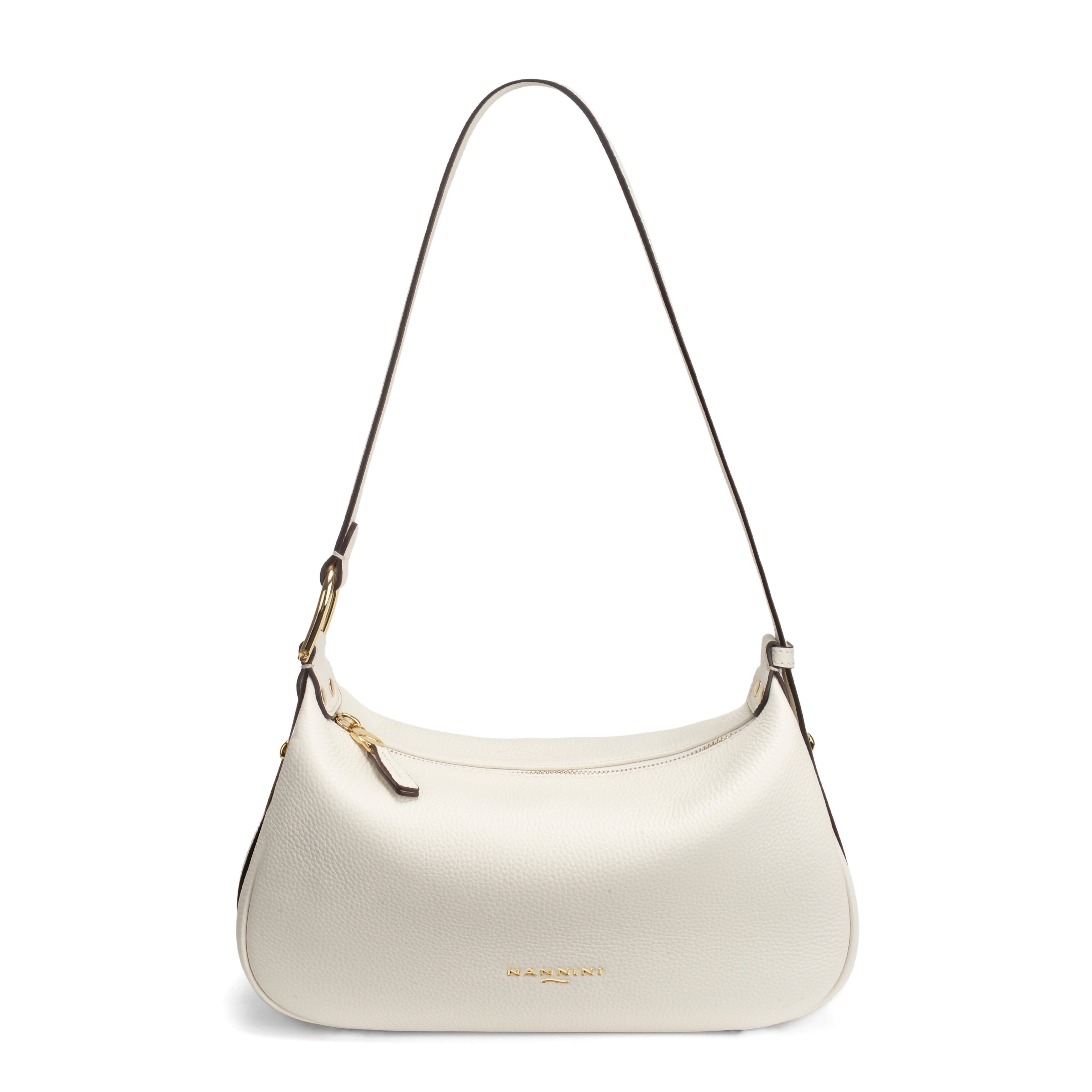 NANNINI hobo pelle martellata bianca