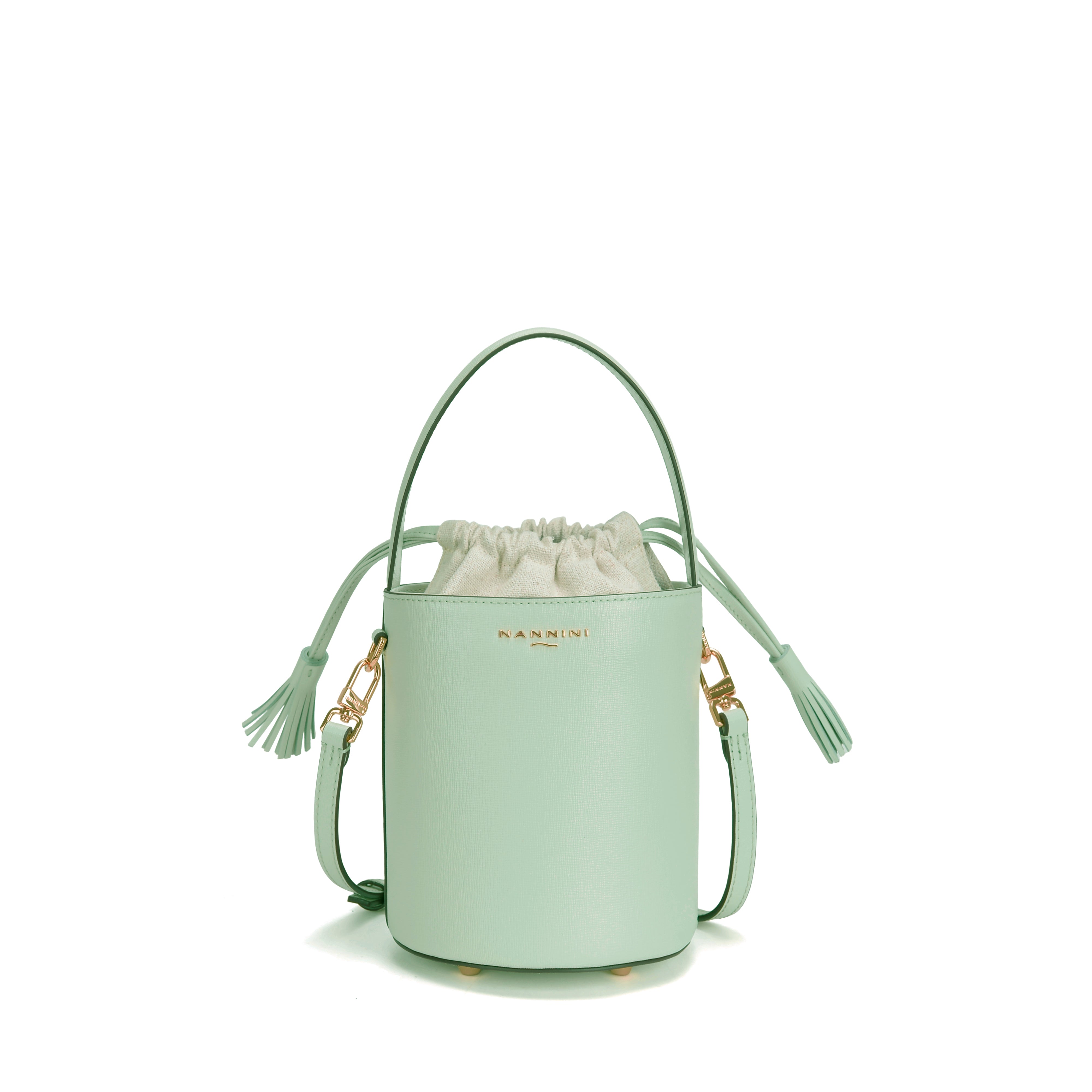 NANNINI borsa spalla donna pelle liscia verde salvia