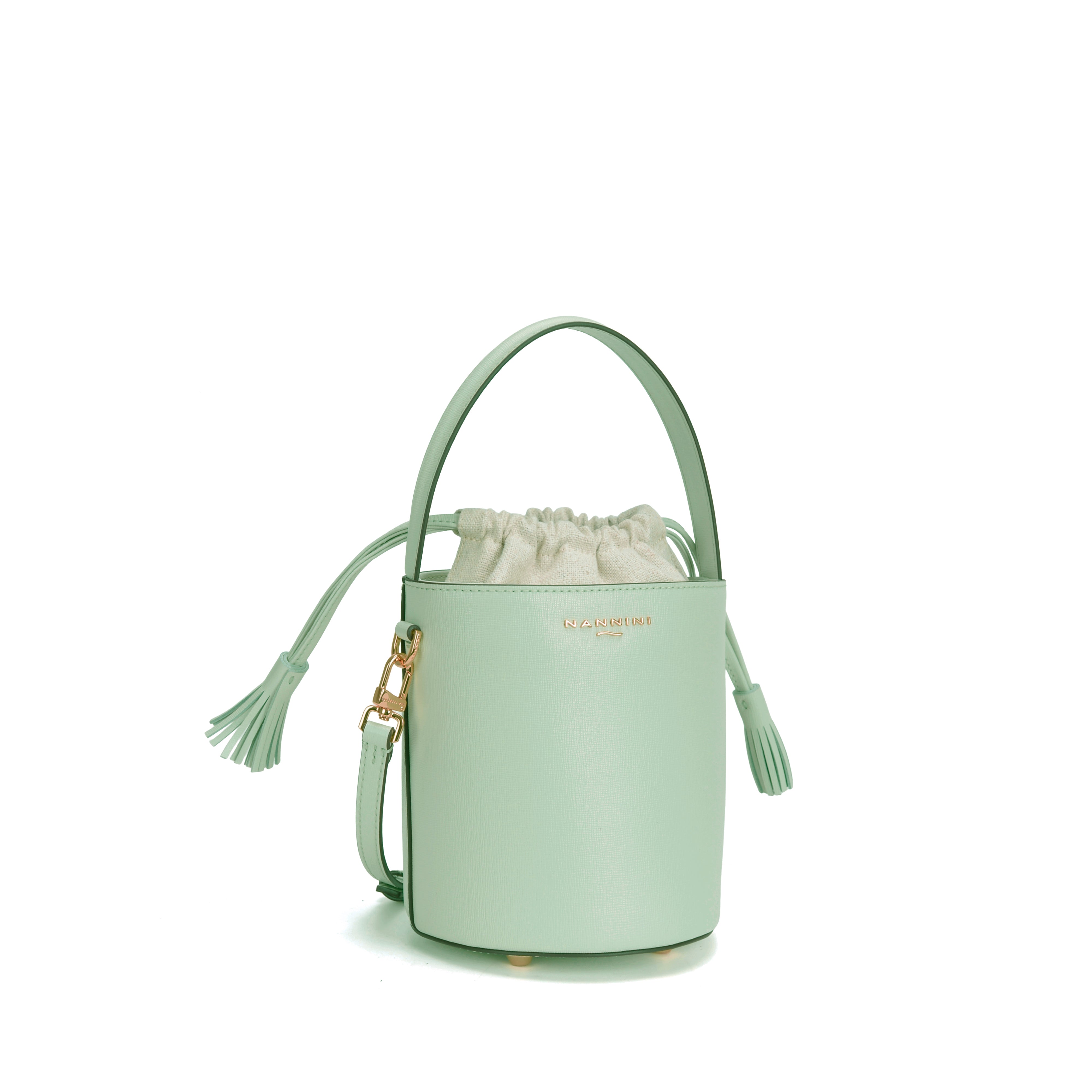 NANNINI borsa spalla donna pelle liscia verde salvia