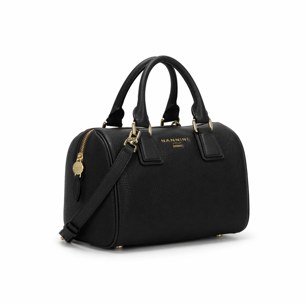 NANNINI borsa secchiello pelle marrone logo monogram spalla