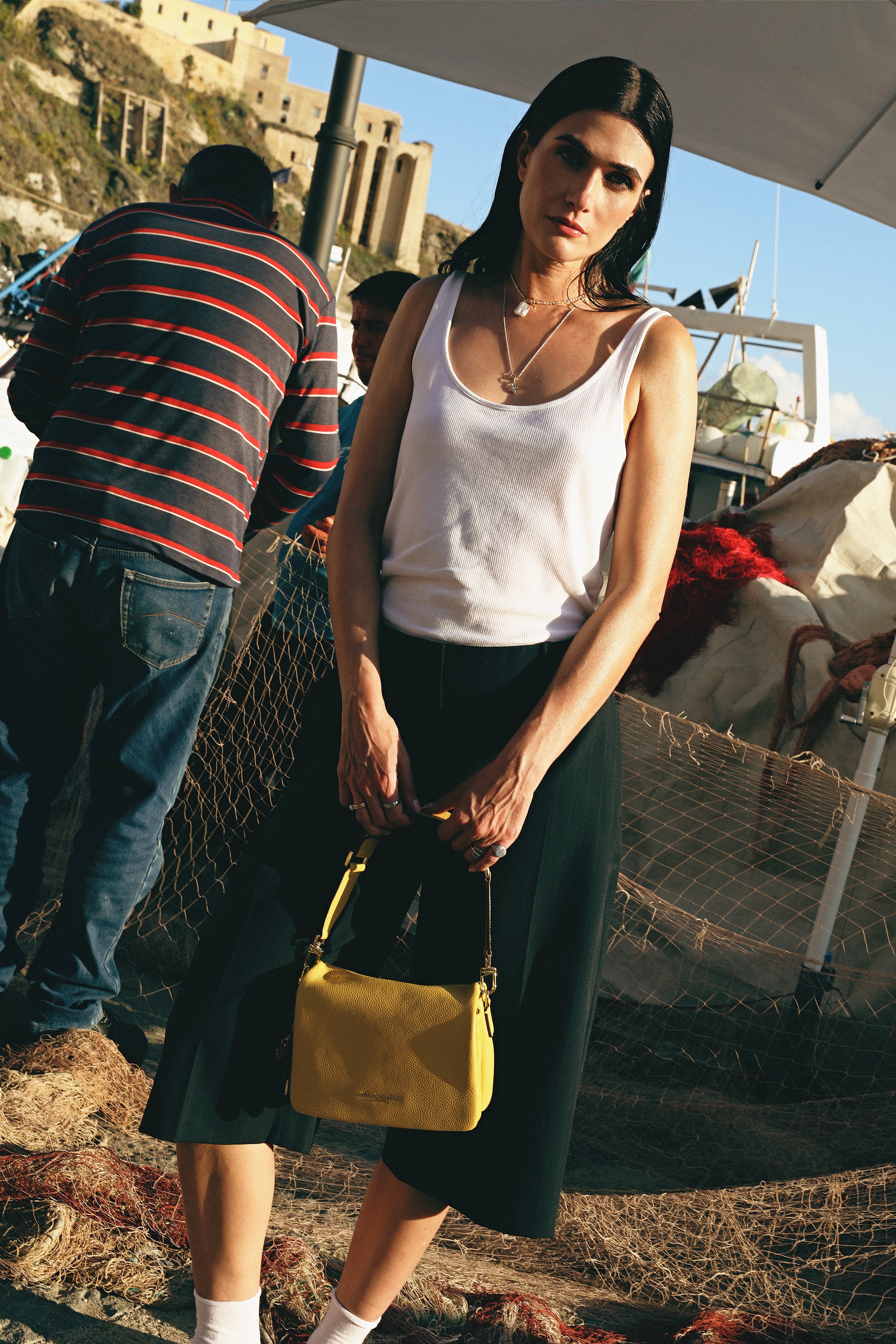 NANNINI mini borsa spalla pelle liscia nera tracolla regolabile