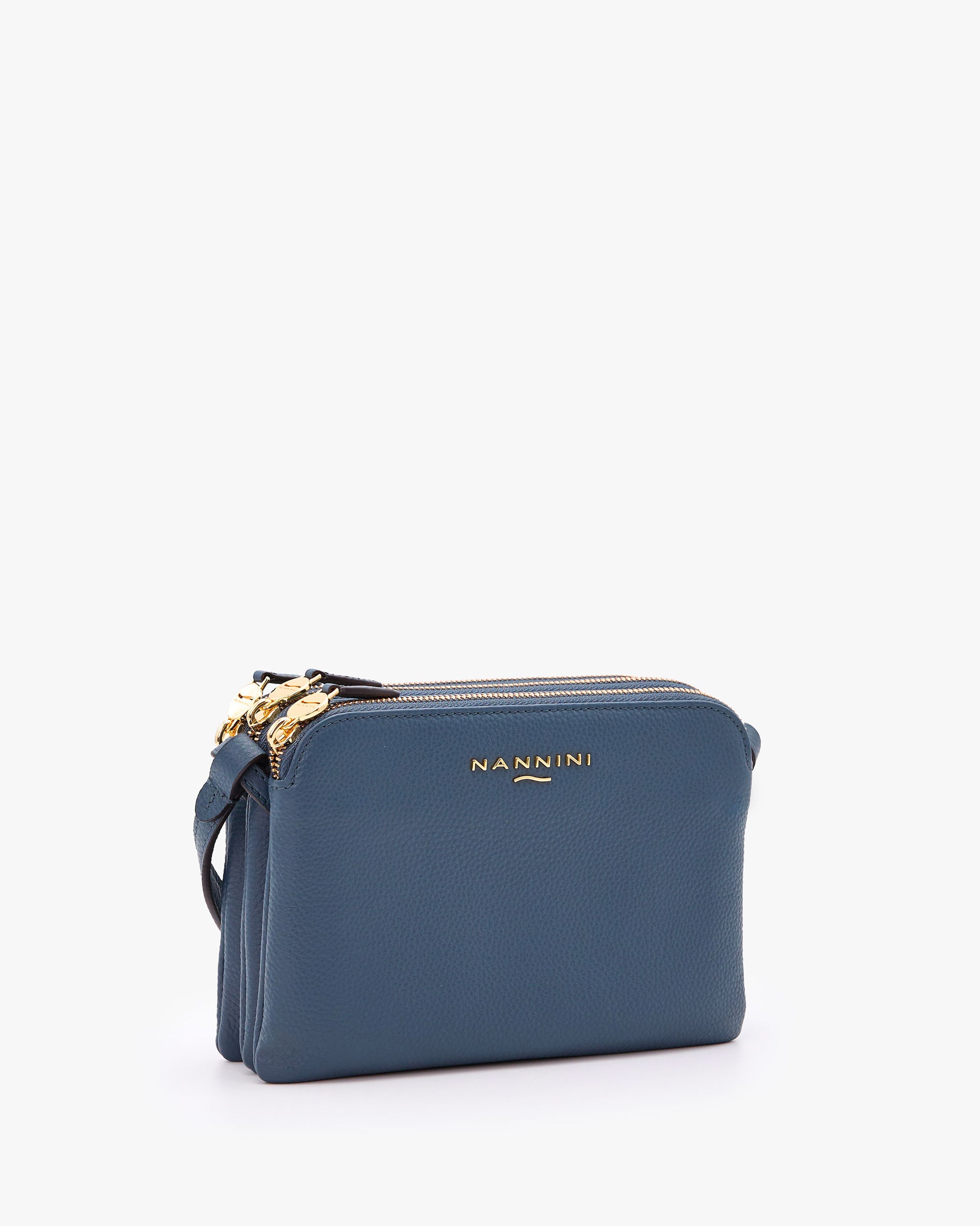 NANNINI borsa spalla donna pelle martellata marrone chiusura patta
