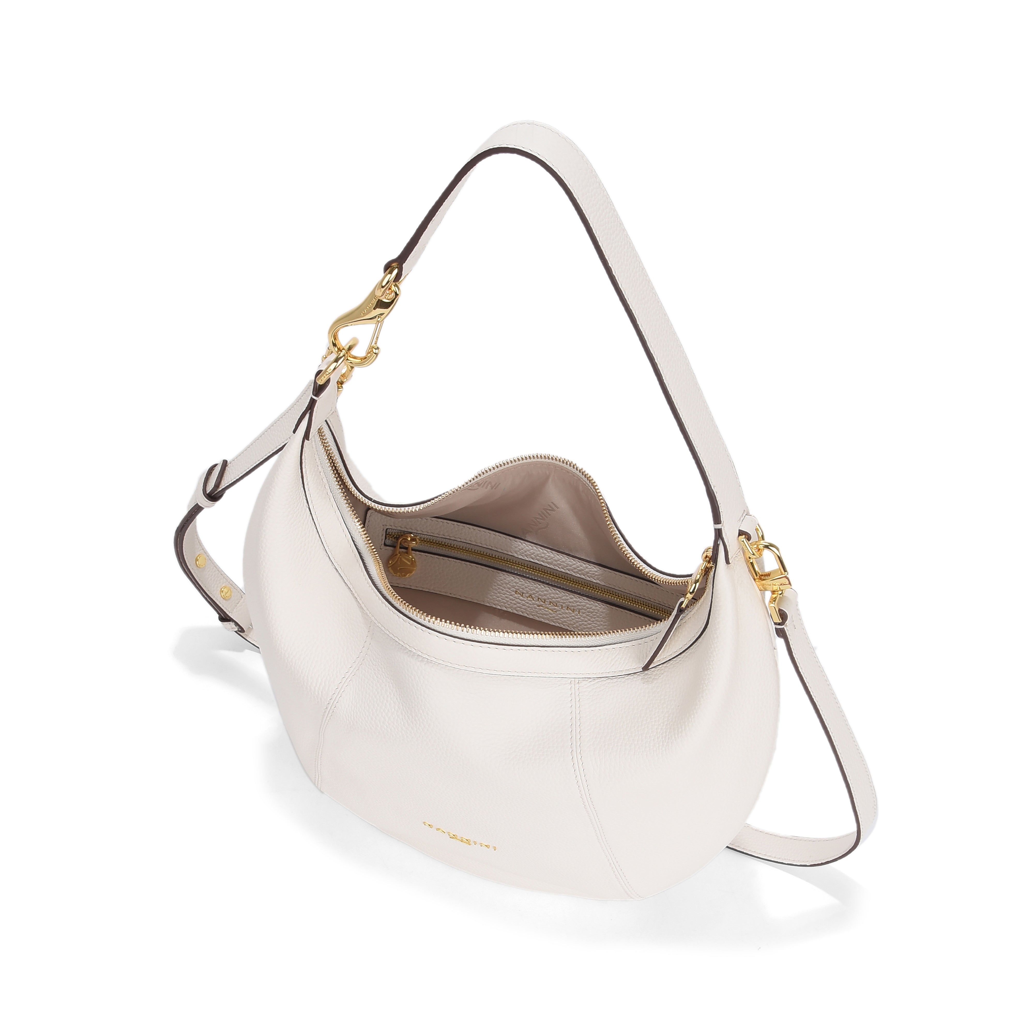 NANNINI borsa spalla donna pelle martellata nera