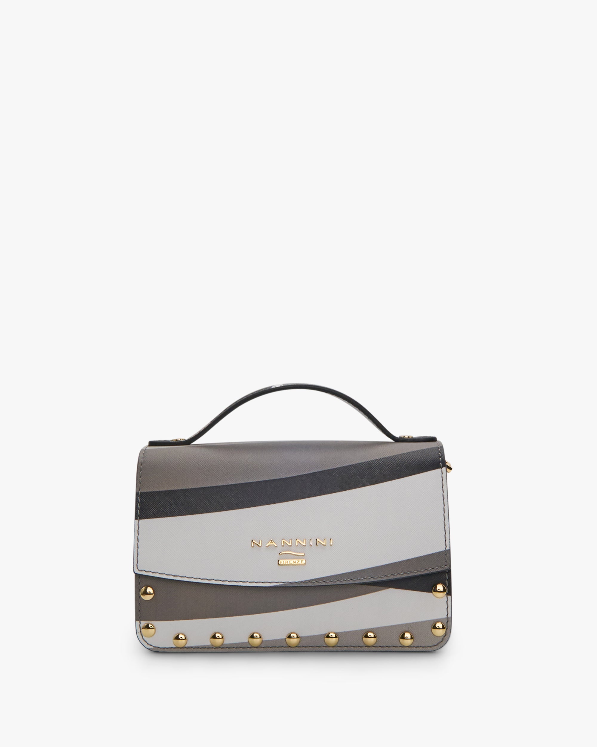 NANNINI bauletto borsa mano pelle martellata nero oro