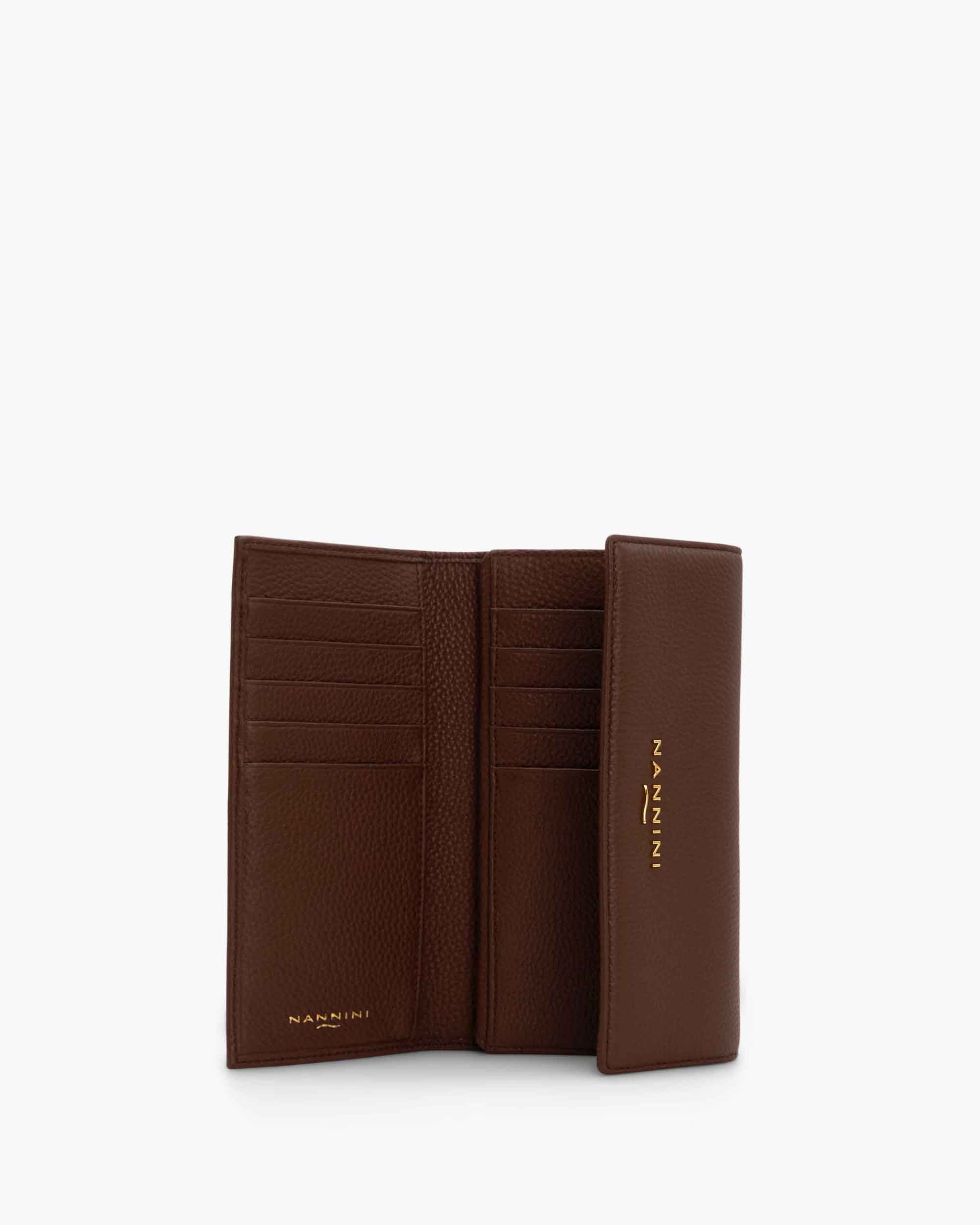 NANNINI borsa spalla donna pelle martellata marrone chiusura patta