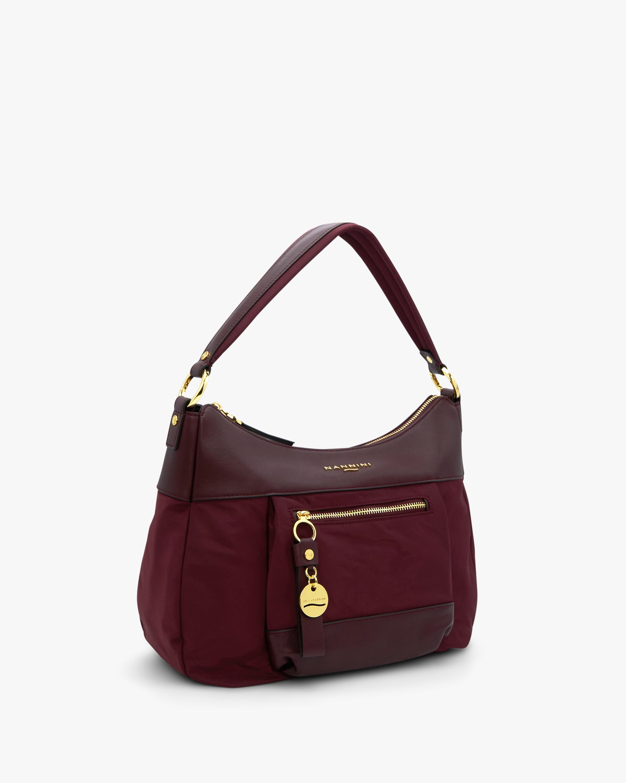 NANNINI borsa secchiello pelle martellata marrone chiusura coulisse logo